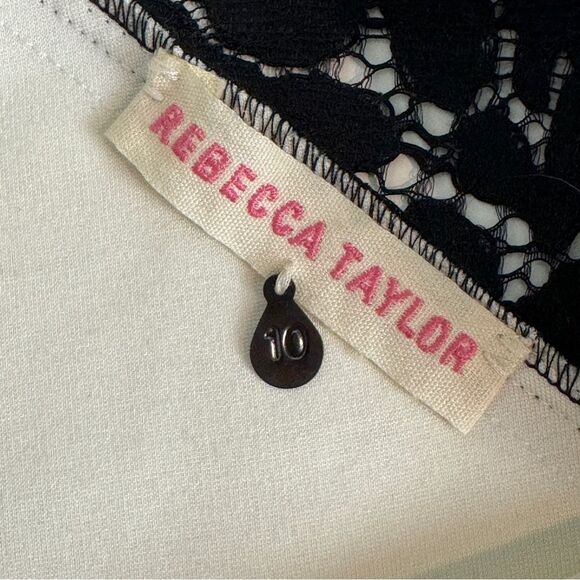 Rebecca Taylor Ivory Black Lace Peplum Top 10 - Picture 4 of 9